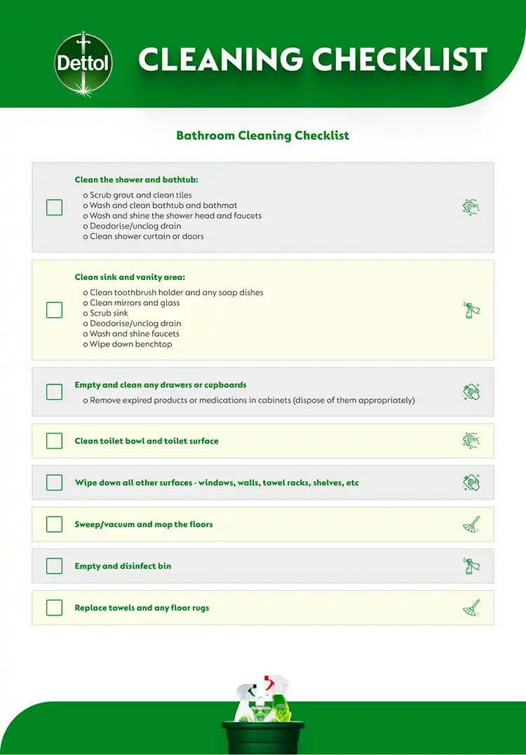 Bathroom cleaning checklist